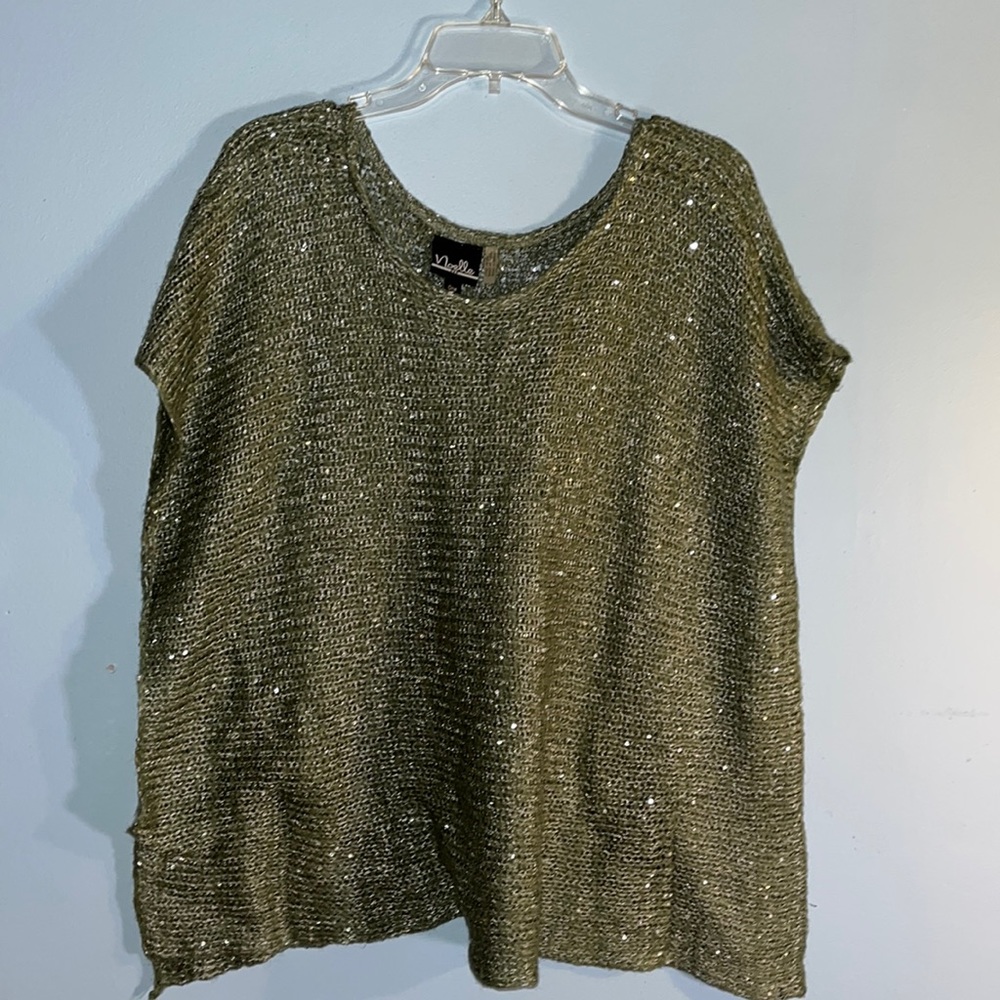 Osfm noelle sweater green with silver sequins